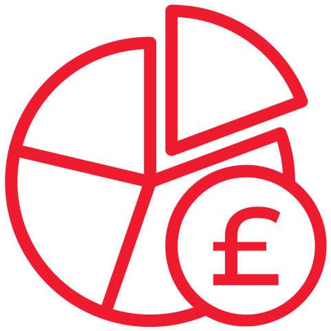 Image showing a pie chart graphic with a slice expanded and a pound symbol